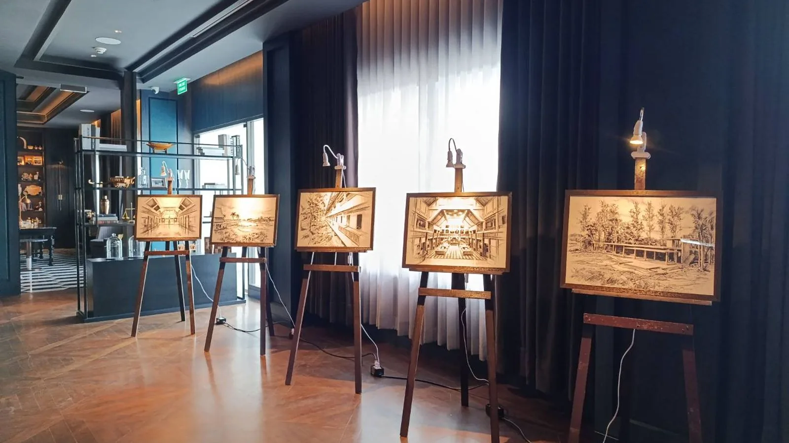 ภาพสเก็ตช์พื้นที่ของโรงแรมที่จัดแสดงในงานพรีวิวสำหรับสื่อ